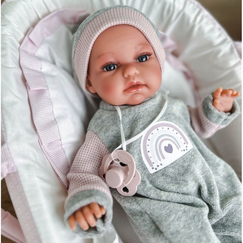 Antonio Juan doll - Newborn Baby Toneta Posturitas bed