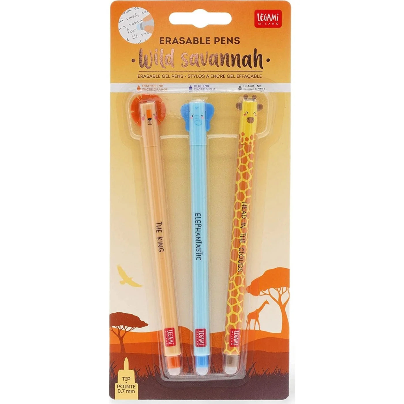 SET OF 3 ERASABLE PENS - SAVANNAH (LION+